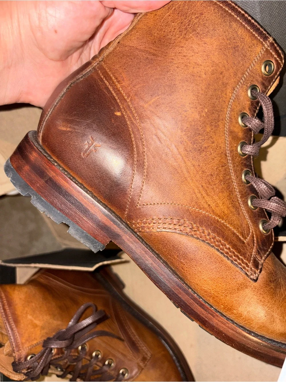 Frye Cognac Leather Chukka Lace-Up Boots